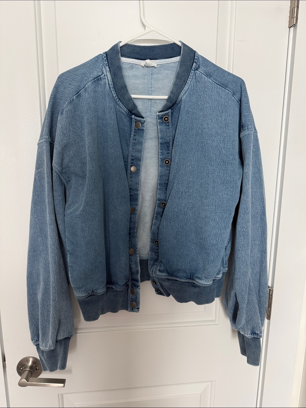 NWOT aerie Light Blue Denim Bomber Jacket